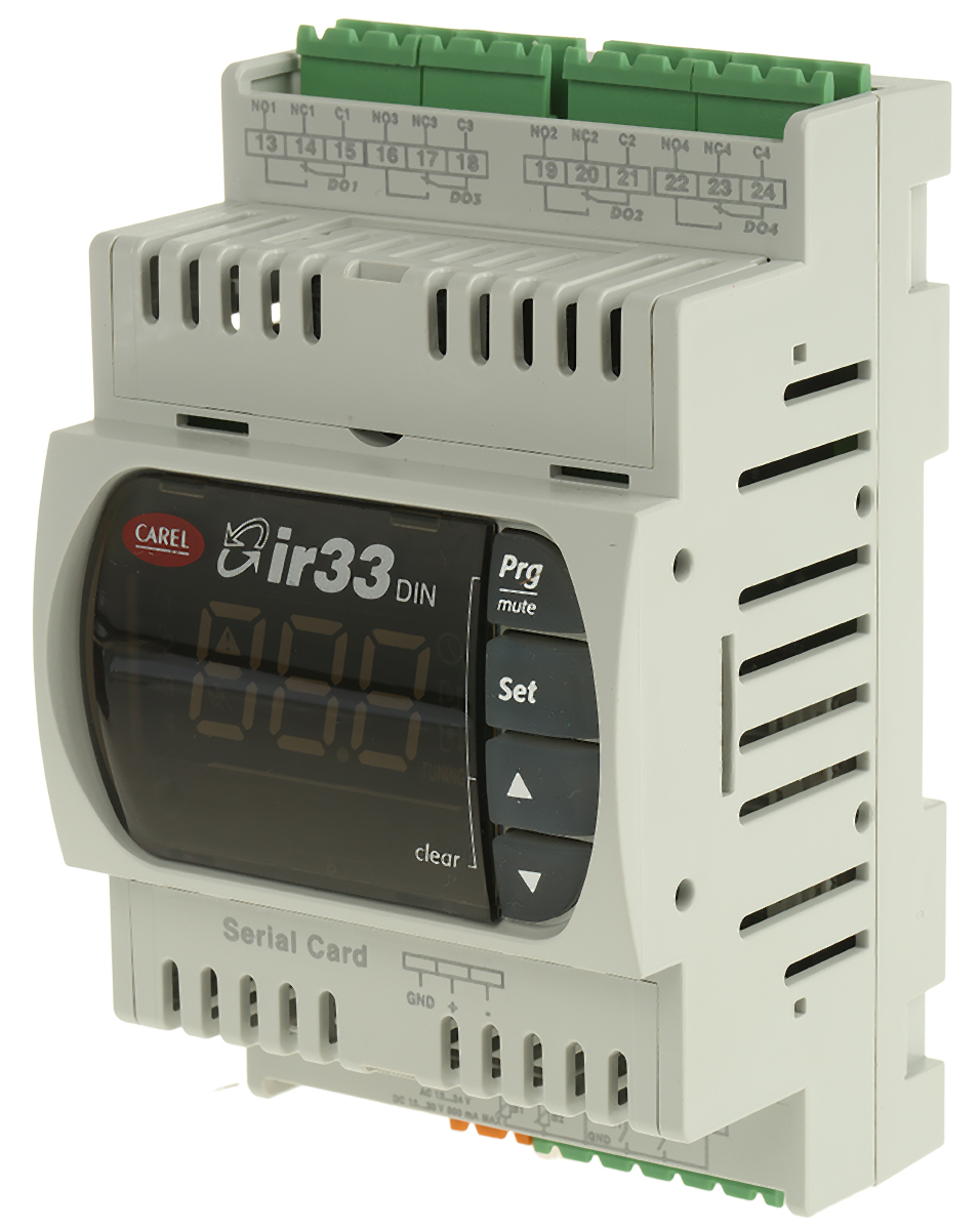 Carel DN33 PID Temperature Controller, 144 x 70mm, 4 Output Relay, 12 → 24 V ac, 12 → 30 V dc Supply