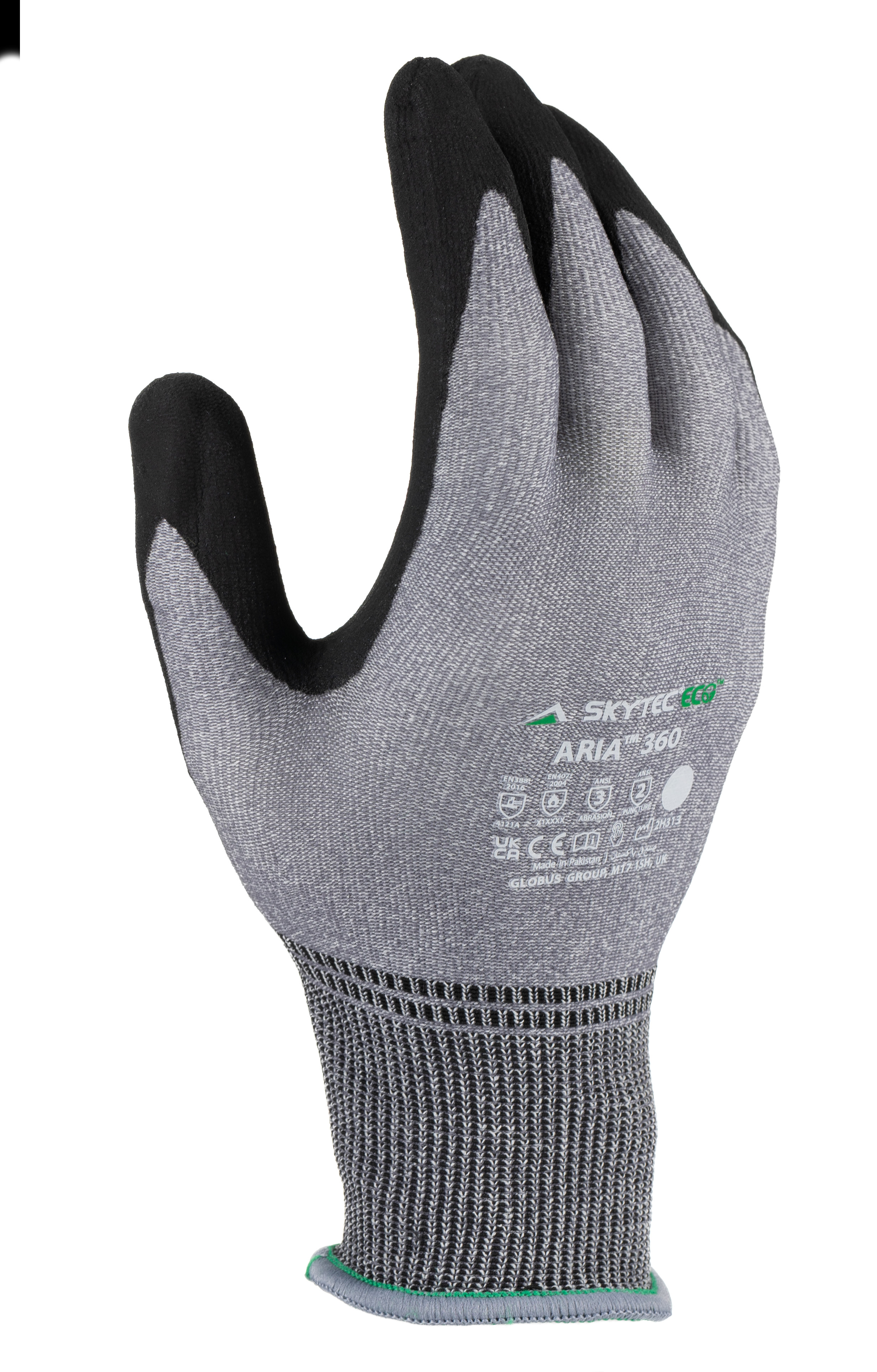Skytec ARIA 360 Black, Grey Nylon, Spandex Foam Nitrile, Nylon Work Gloves, Nitrile Coating