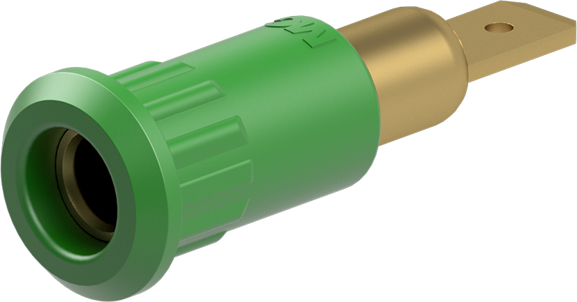 Staubli Green Socket Test Socket, Tab Termination, 25A, 30V ac, Gold Plating