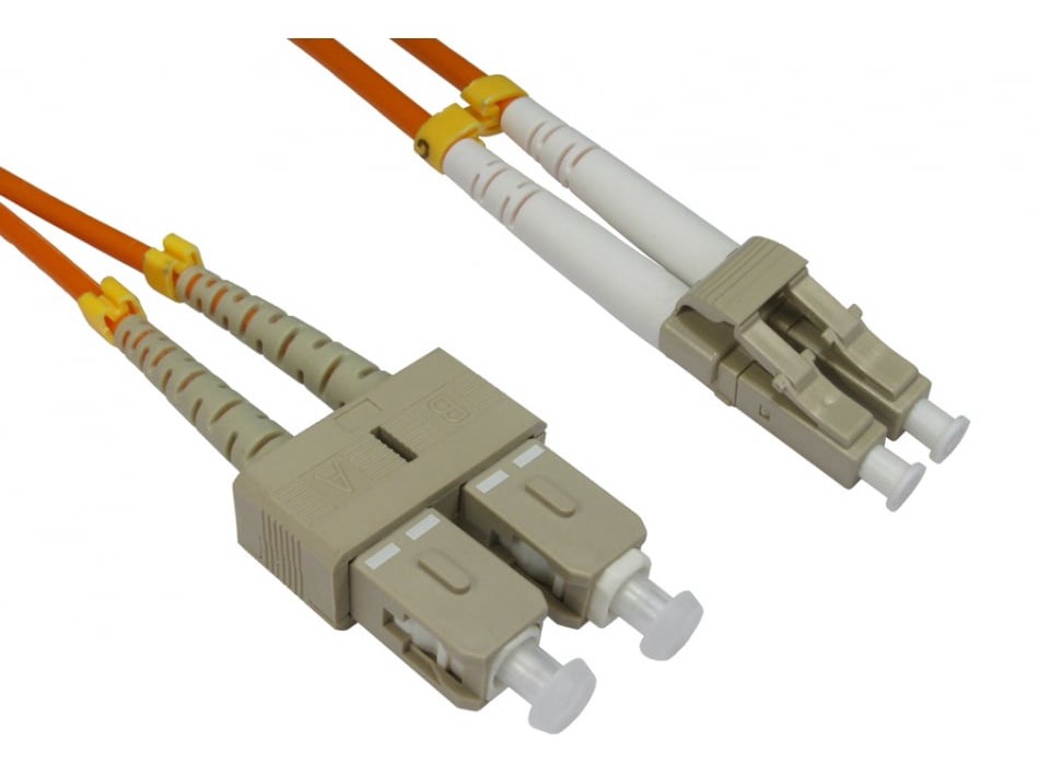 RS PRO LC to SC Duplex Multi Mode OM2 Fibre Optic Cable, 3mm, Orange, 2m