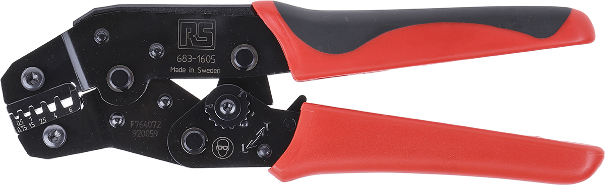 RS PRO Hand Ratcheting Crimp Tool for Wire End Sleeves, 0.5 → 6mm² Wire