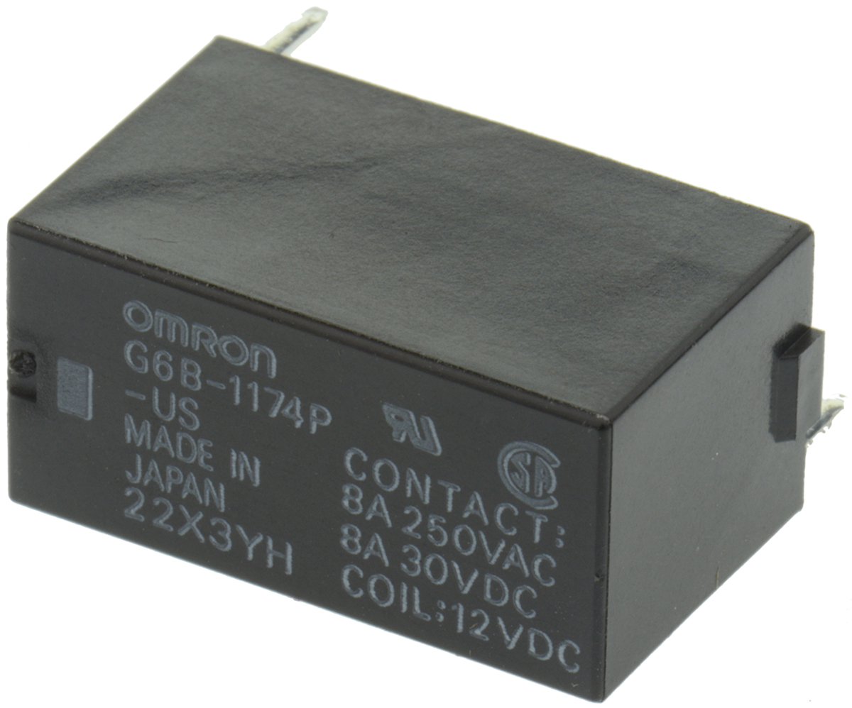 Omron PCB Mount Power Relay, 12V dc Coil, 8A Switching Current, SPST