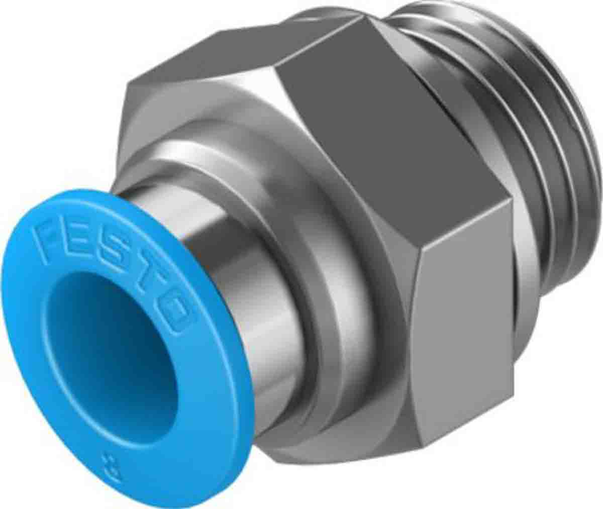 Festo Straight Threaded Adaptor, G 1/4 Male to Push In 8 mm, Threaded-to-Tube Connection Style, 132040