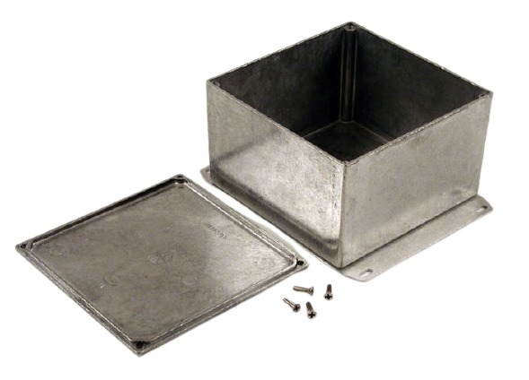 Hammond 1590 Series Die Cast Aluminium Enclosure, IP54, Flanged, 125 x 125 x 79mm