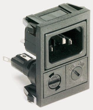 Bulgin C14 Snap-In IEC Connector Male, 10A, 250 V, Fuse Size 5 x 20mm