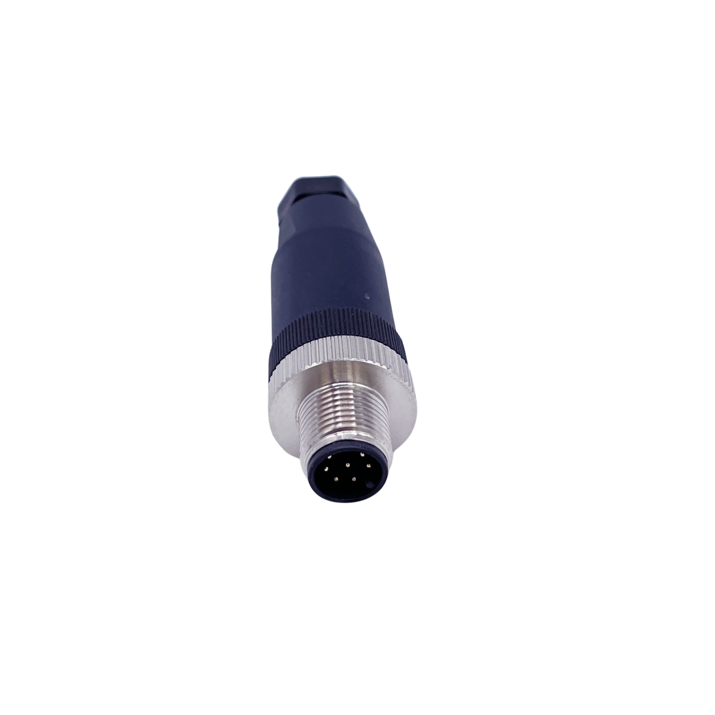 Norcomp Circular Connector, 8 Contacts, Free Hanging, M12 Connector, Plug, Male, IP66, M12 Series