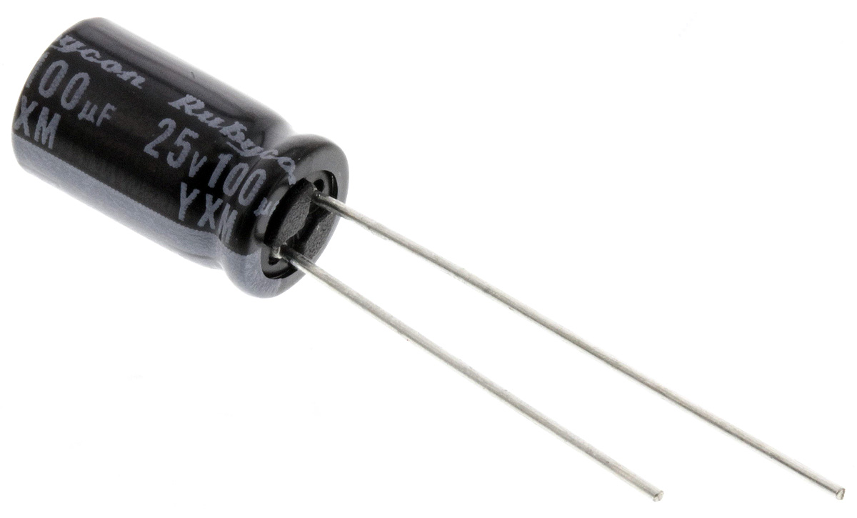 Rubycon 100μF Aluminium Electrolytic Capacitor 25V dc, Radial, Through Hole - 25YXM100MEFC6.3X11