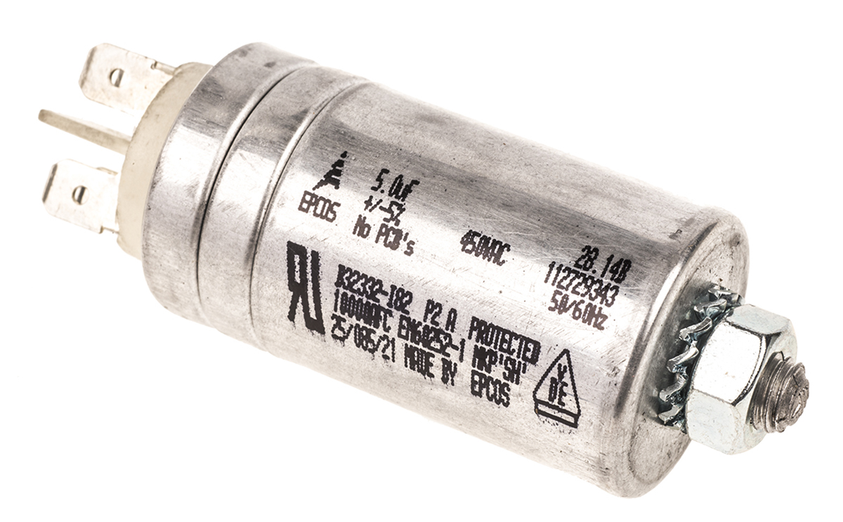EPCOS B32332 Polypropylene Film Capacitor, 450V ac, ±5%, 5μF, Stud Mount
