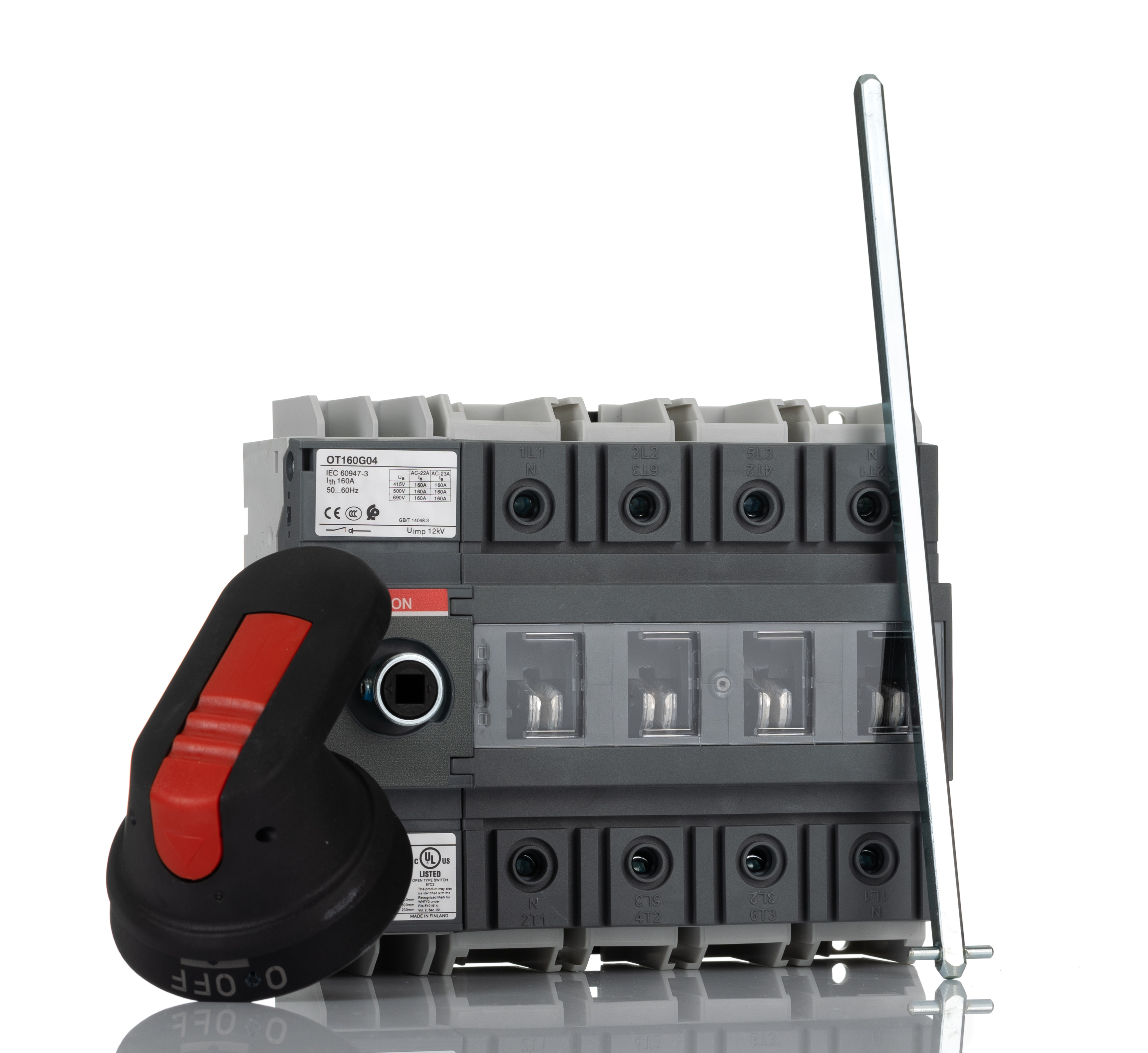 ABB 4P Pole Base Mounting Isolator Switch - 160A Maximum Current, 132kW Power Rating, IP20