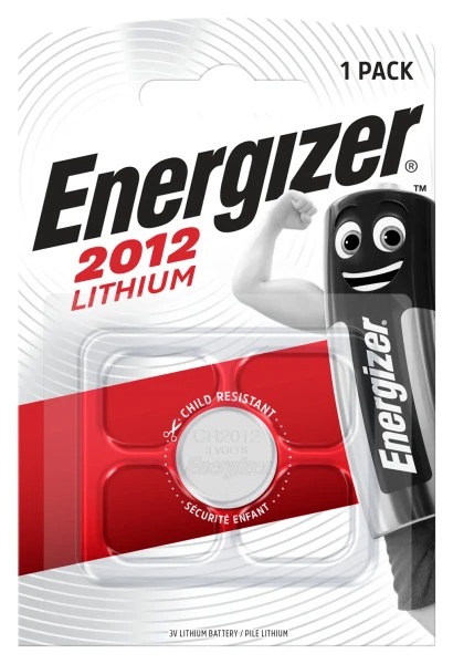 Energizer CR2012 Button Battery, 3V, 20mm Diameter, Single