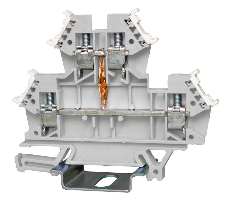 RS PRO Grey, 2-Level, Cage Clamp Termination