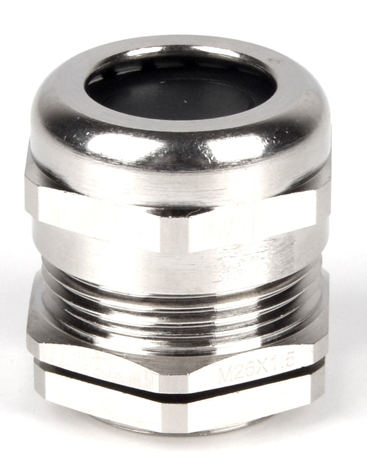 RS PRO Metallic Nickel Plated Brass Cable Gland, M25 Thread, 9mm min., 16mm max., IP68