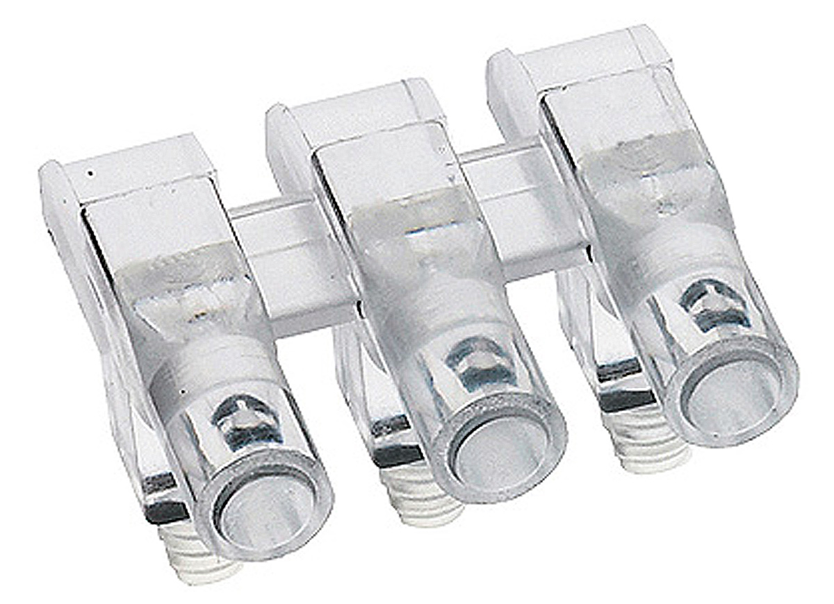 1271.1003 MENTOR, PCB Mounted 3-Way Right Angle LED Light Pipe, Clear Round Lens