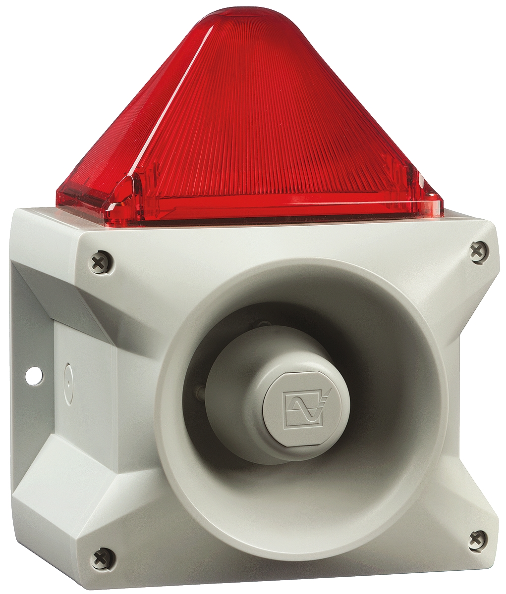 Pfannenberg PA X 10-10 Series Red Sounder Beacon, 24 V dc, Base Mount, 110dB at 1 Metre