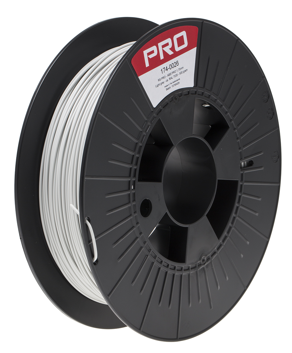 RS PRO 1.75mm Grey ABS-X 3D Printer Filament, 500g
