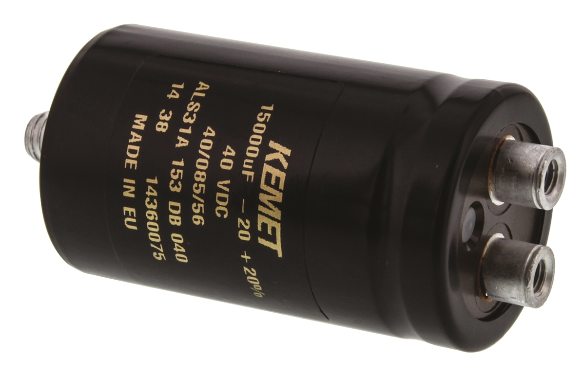 KEMET 15000μF Aluminium Electrolytic Capacitor 40V dc, Screw Terminal - ALS31A153DB040