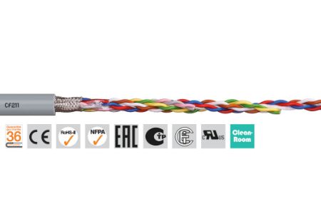 Igus chainflex CF211 Data Cable, 6 Cores 0.25 mm² 24 AWG, Screened, 50 m, Blue Thermoplastic Elastomer Sheath