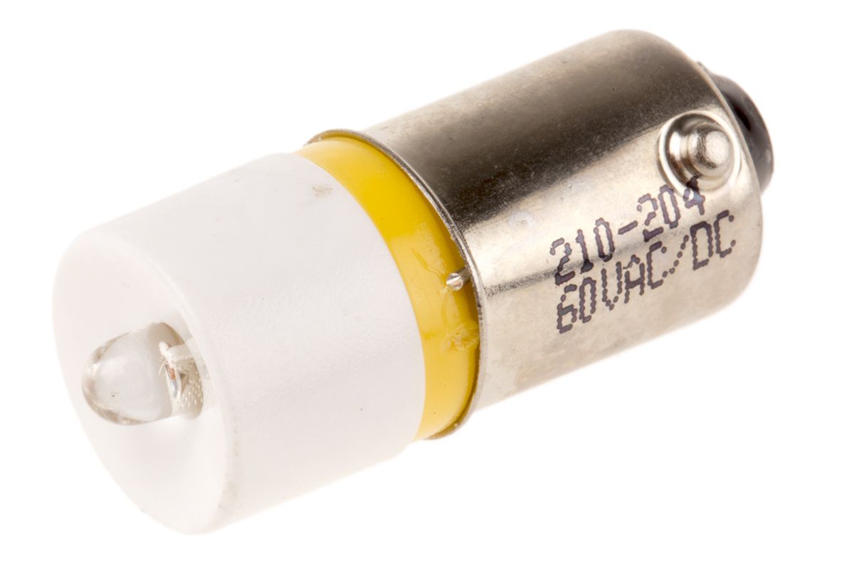 RS PRO Yellow LED Indicator Lamp, 60V ac/dc, BA9s Base, 10mm Diameter, 100mcd