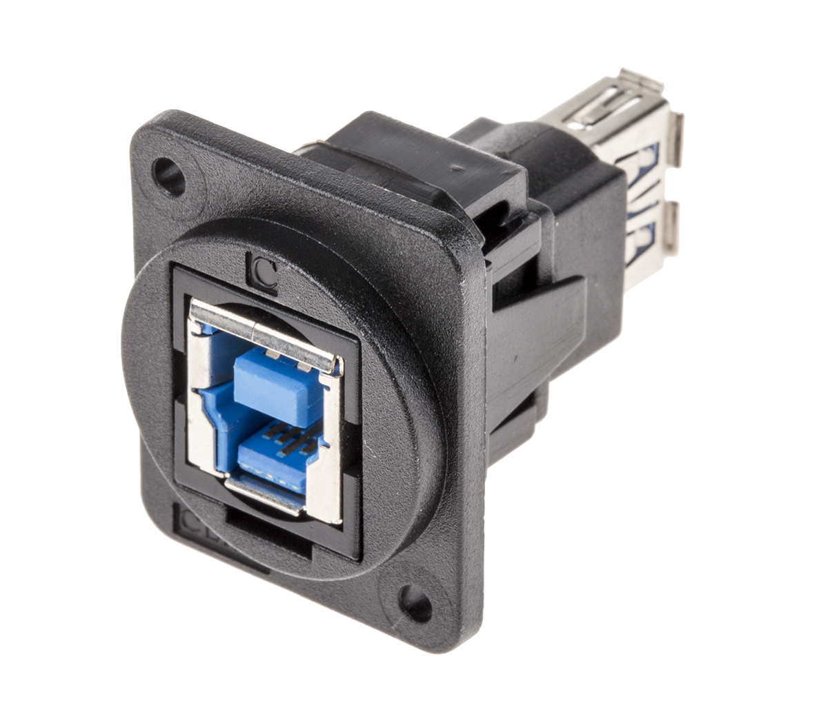 RS PRO Straight, Panel Mount, Socket Type B to A 3.0 USB Connector