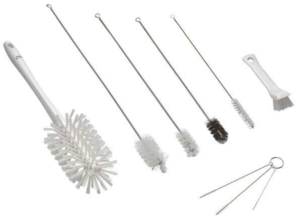 Vikan White Hand Brush, Polyester, Polypropylene, Stainless Steel bristle material