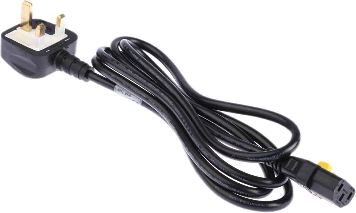 Schurter IEC C13 Socket to Type G UK Plug Power Cord, 2m