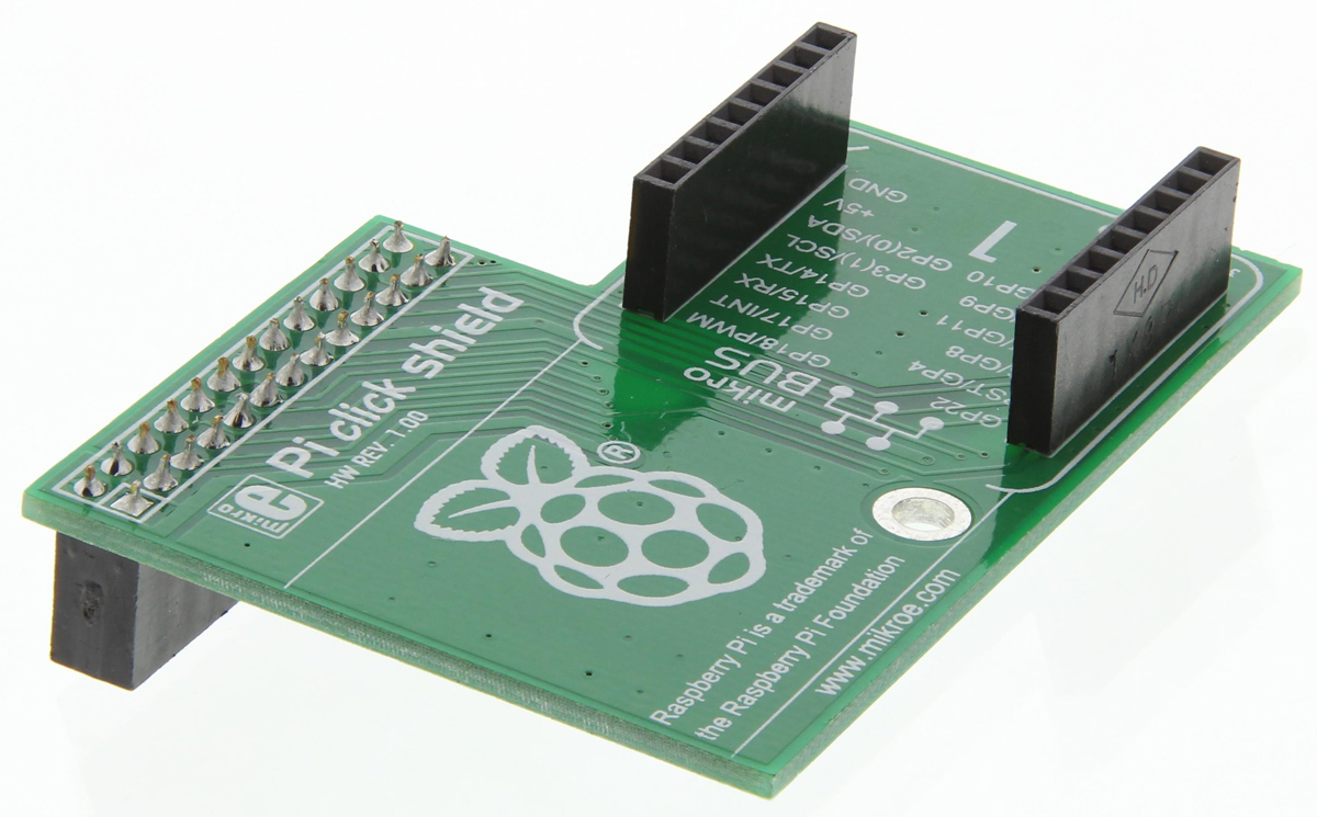 MikroElektronika Pi Click Shield with 2 mikroBUS Sockets for Raspberry Pi