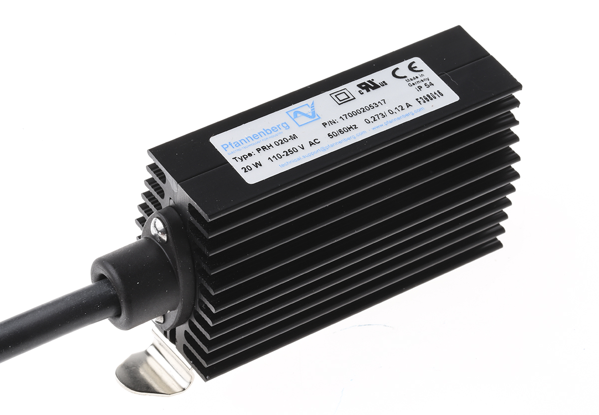 Pfannenberg Enclosure Heater, 230V ac, 10W Output, 20W Input, 115°C, 45mm x 29.5mm x 50mm