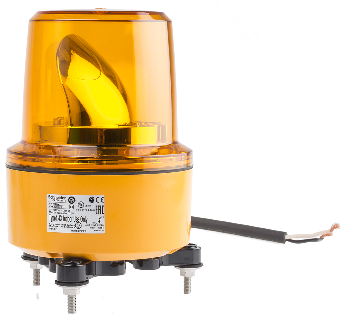 Schneider Electric Harmony XVR Series Amber Rotating Beacon, 230 V ac, Screw Mount, LED Bulb, IP67