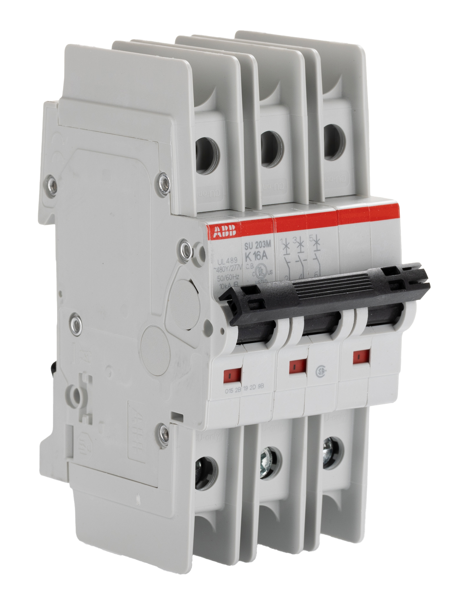 ABB System Pro M Compact SU200M MCB, 3P, 16A Curve K, 400V AC, 400V DC, 15 kA Breaking Capacity