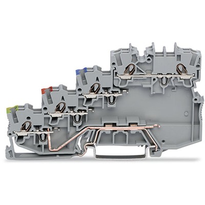 WAGO 2000-5417 TOPJOB S Series Grey, 1mm², 4-Level, Push-In Cage Clamp Termination