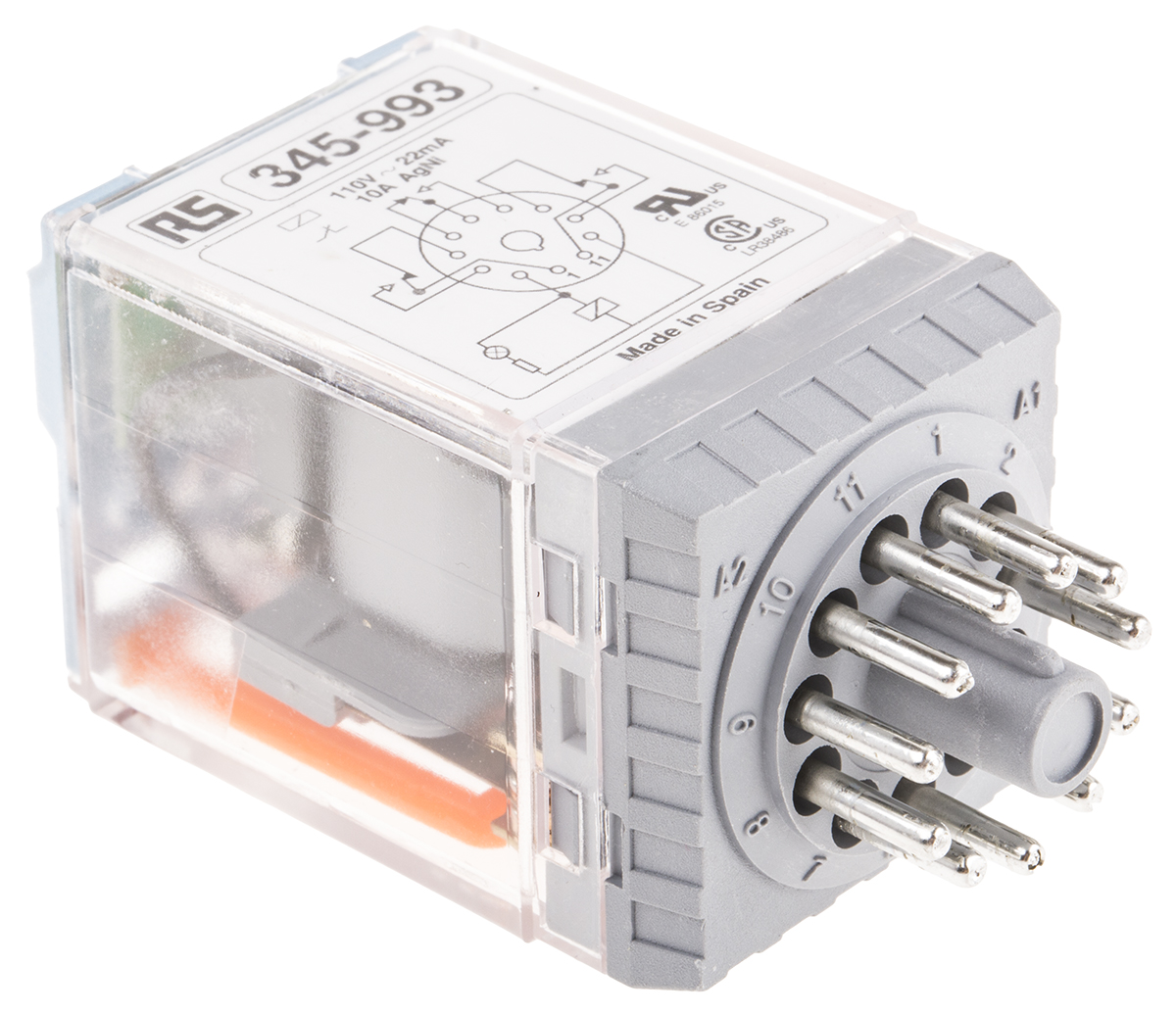 Releco Plug In Power Relay, 115V ac Coil, 10A Switching Current, 3PDT