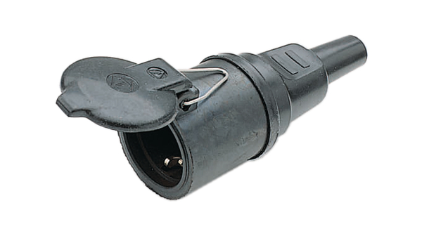 Nelco German Mains Plug & Socket, 16A Black, Cable Mount Rubber