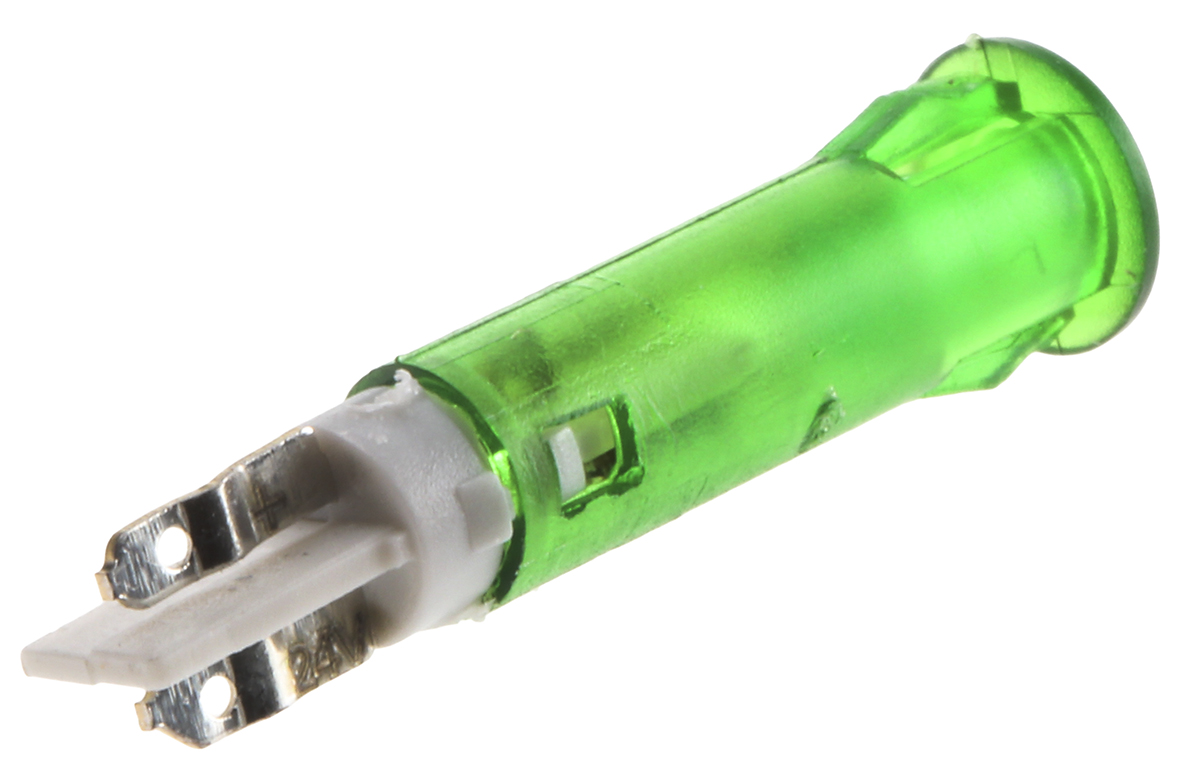 Signal Construct Green Panel Mount Indicator, 24 → 28V, 5mm Mounting Hole Size, Solder Tab Termination