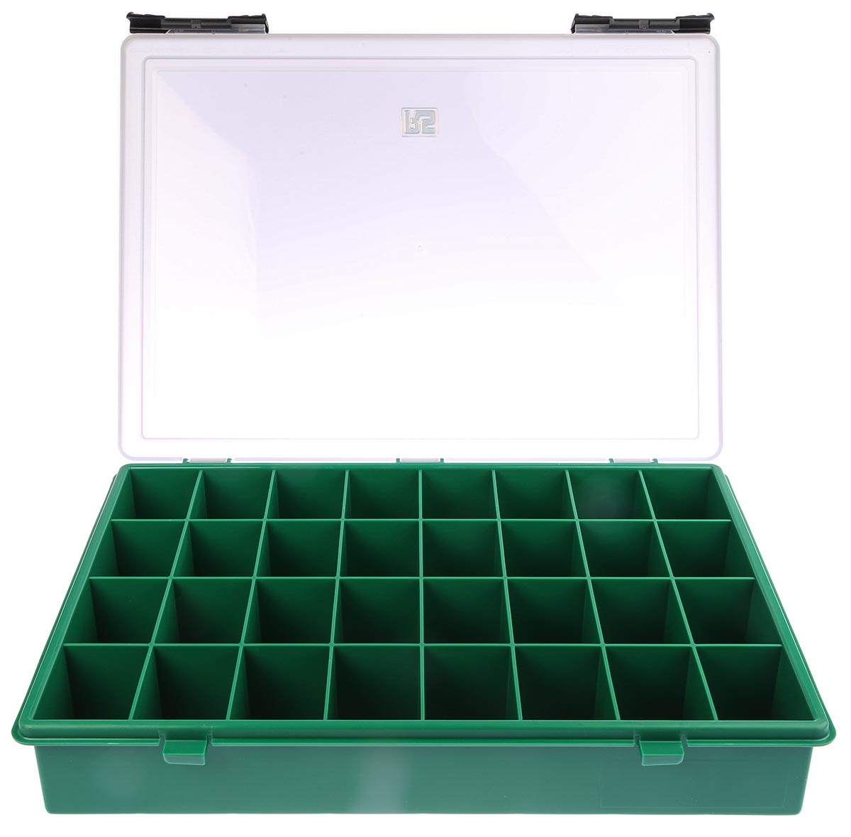 RS PRO 32 Cell Green PP Compartment Box, 57mm x 338mm x 260mm