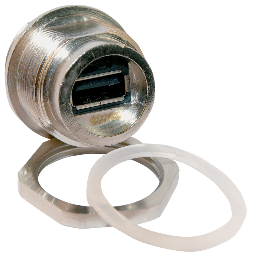 Amphenol CONEC Straight, Panel Mount, Socket to Socket- Single Port Type A 2.0 IP67 USB Adaptor