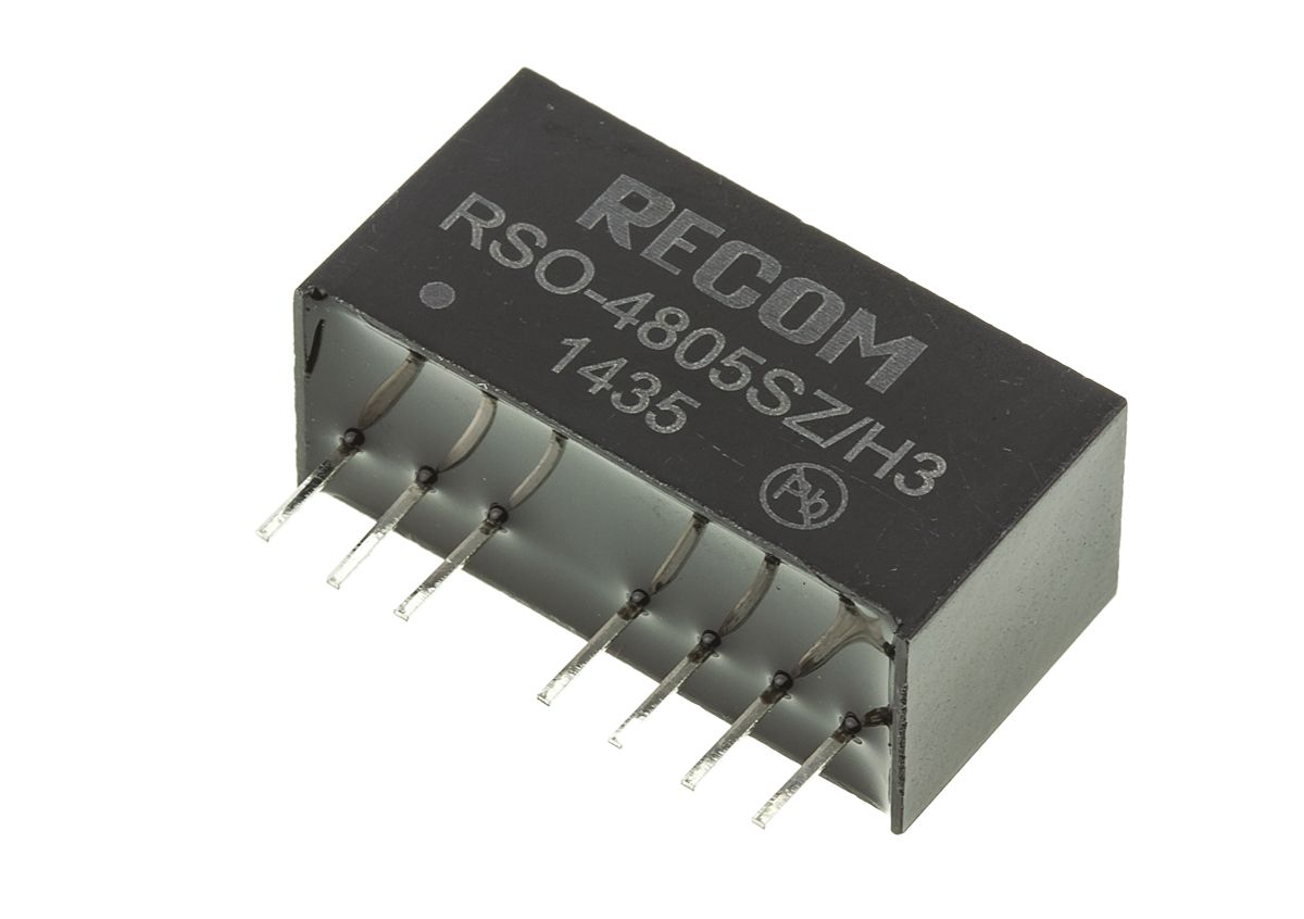 Recom RSO DC-DC Converter, 5V dc/ 200mA Output, 36 → 72 V dc Input, 1W, Through Hole, +85°C Max Temp -40°C Min
