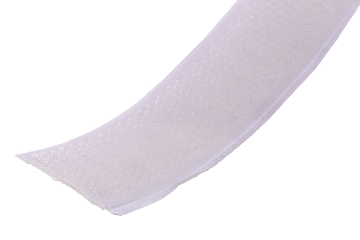 RS PRO White Hook & Loop Tape, 20mm x 5m