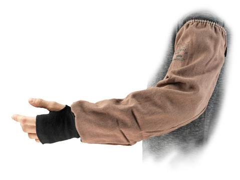 Ansell 59-416 Brown Reusable Cotton Protective Sleeve for Automotive, Metal Fabrication Use, 660mm Length, One size