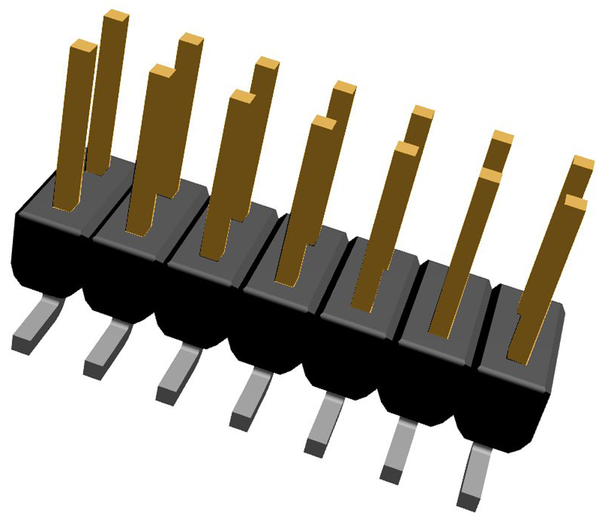 TE Connectivity AMPMODU MOD II Series Straight Surface Pin Header, 14 Contact(s), 2.54 mm Pitch, 2 Row, Unshrouded