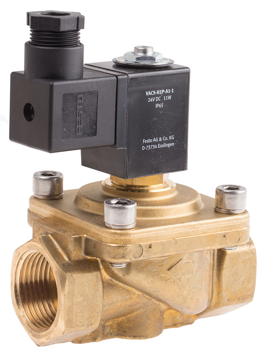 Festo 2/2 Solenoid Valve - Solenoid/Pilot G 1 VZWF Series 24V dc, 1492114