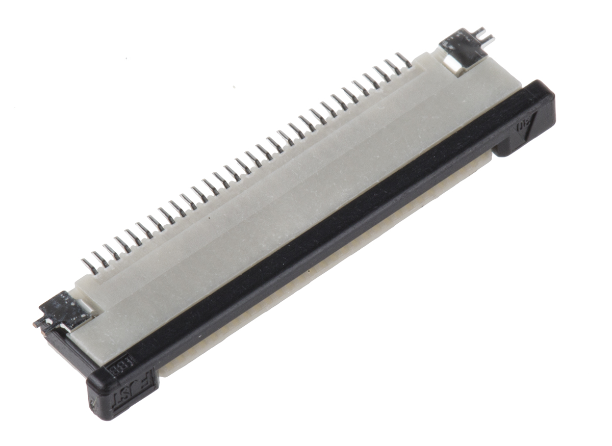 JST, FLZ 0.5mm Pitch 30 Way Right Angle Female FPC Connector, ZIF Top Contact