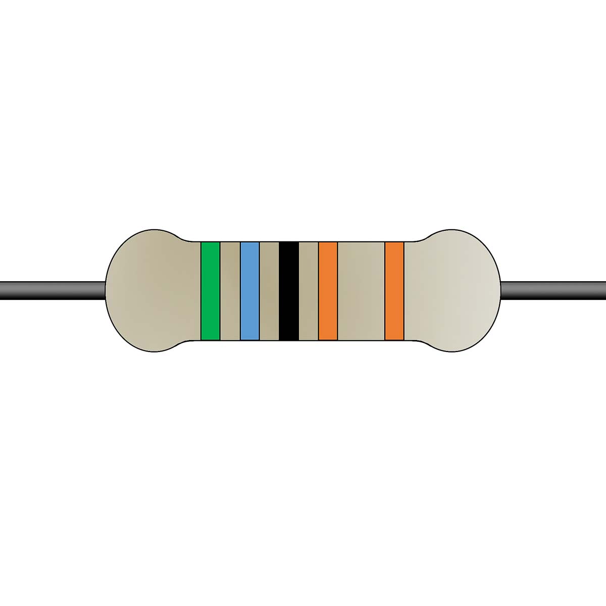 Yageo 5.6kΩ Metal Film Fixed Resistor 0.6W ±1% MF0207FTE52-5K6