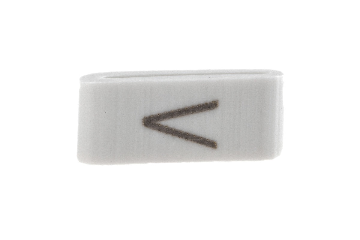 HellermannTyton HODS85 Slide On Cable Markers, Black on White, Pre-printed "V", 1.8 → 6.3mm Cable, 531-07882