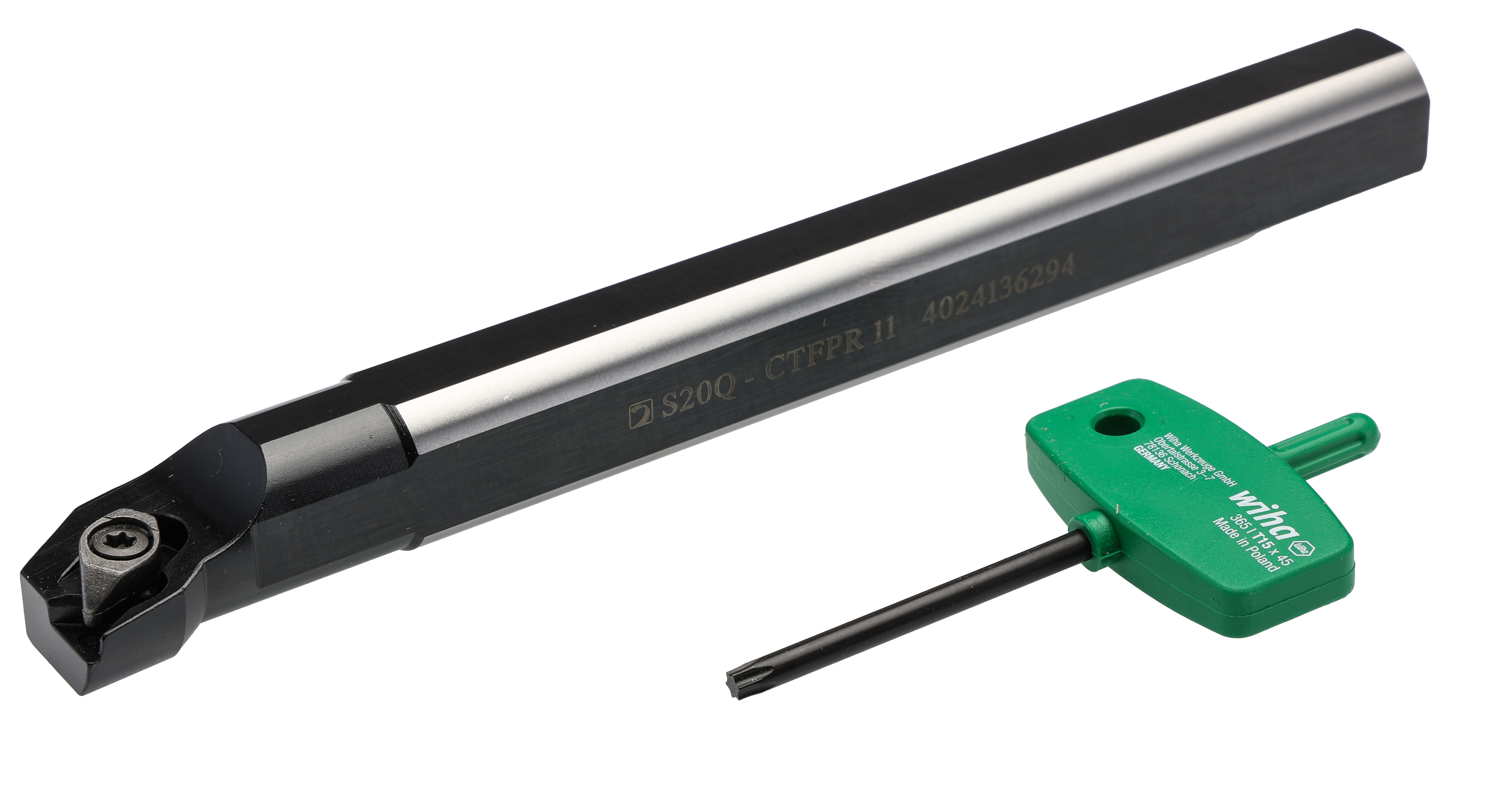 Pramet CTFPR Series Lathe Tool Holder for Use with TPMR 1103, 20mm Height, 91° Approach, 180mm Length