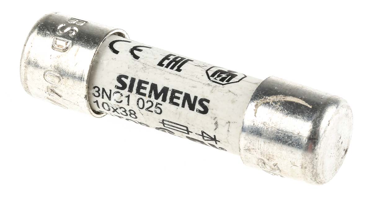 Siemens 25A Cartridge Fuse, 10 x 38mm