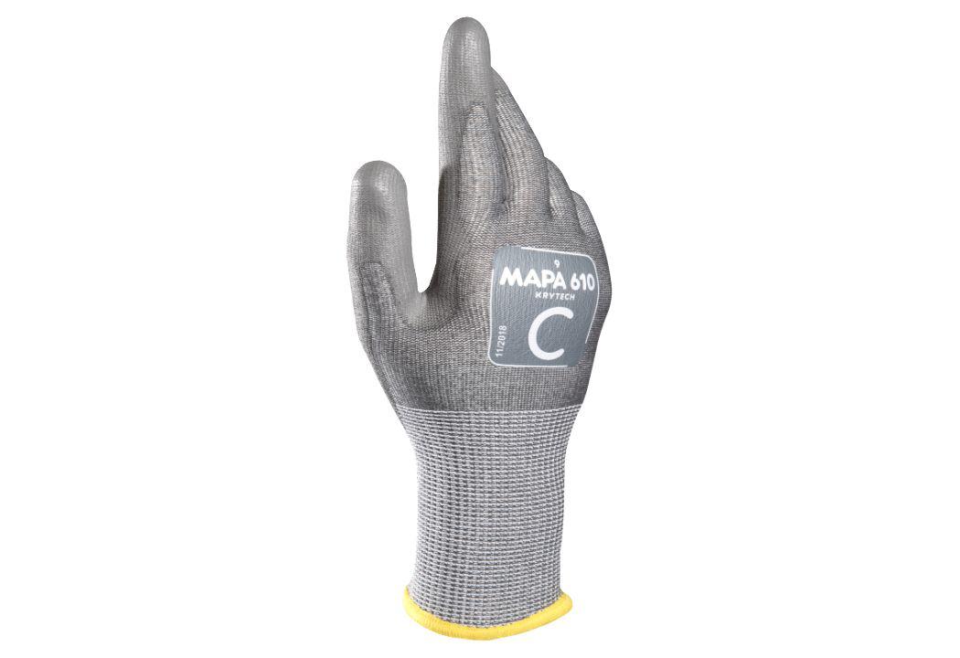 Mapa KRYTECH 610 Grey High Density Polyethylene High Performance Polyethylene Work Gloves, Size 10, Polyurethane Coating