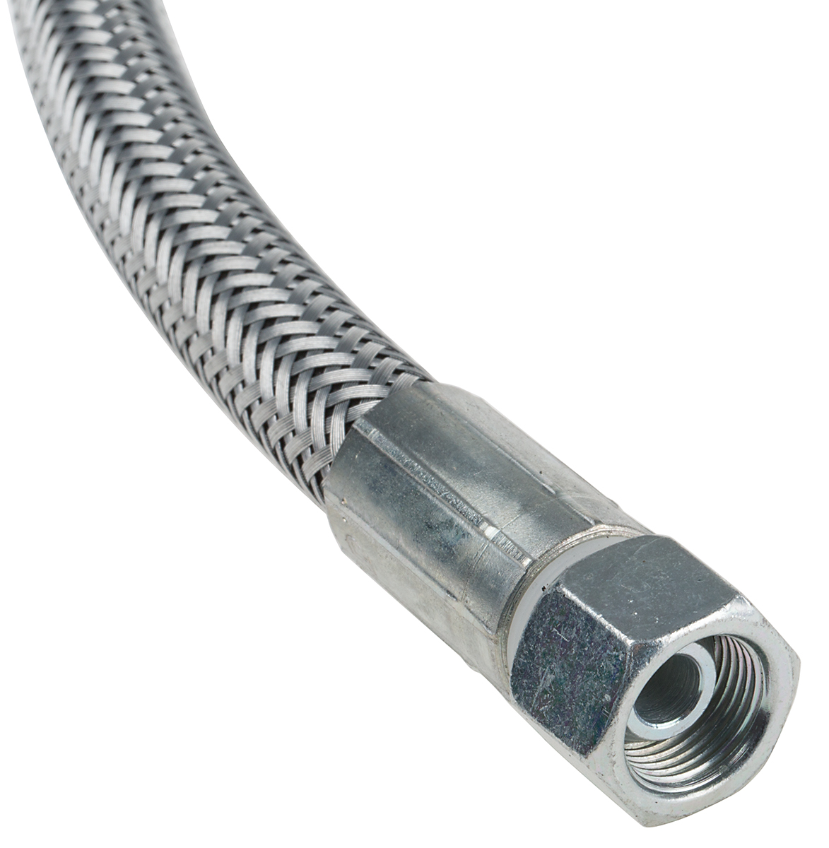 RS PRO 500mm Galvanized Steel Overbraid Hydraulic Hose Assembly, 180bar Max Pressure