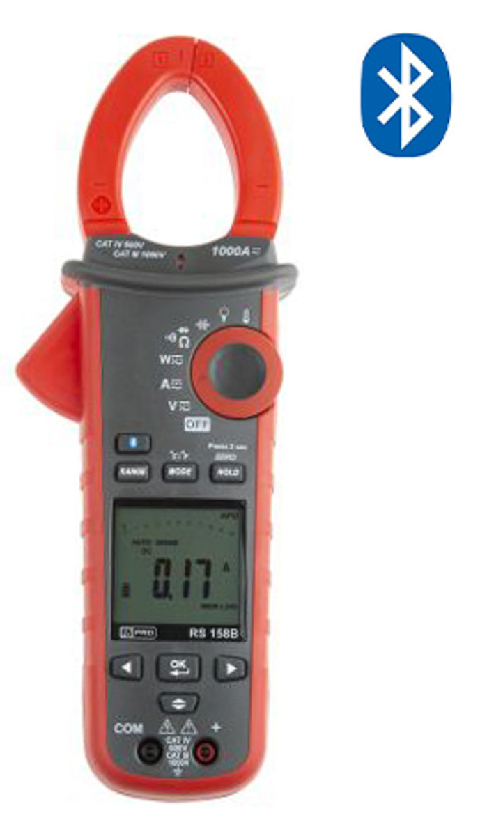 RS PRO 158B Clamp Meter Bluetooth, 1000A dc, Max Current 1000A ac CAT III 1000V With RS Calibration