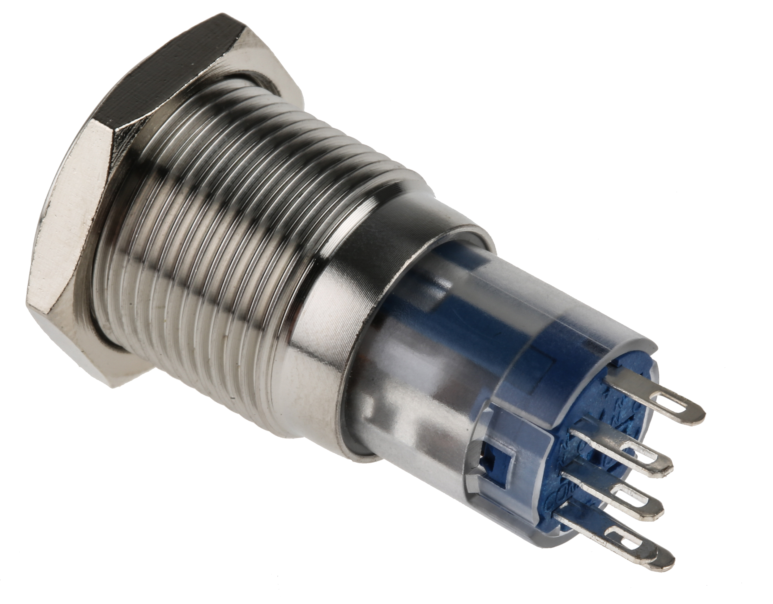 RS PRO Illuminated Push Button Switch, Momentary, Panel Mount, 16mm Cutout, SPDT, Blue LED, 250V ac, IP65, IP67