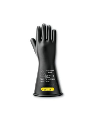 Ansell RIG214B Black Latex Electrical Insulating Gloves, Size 8, Latex Coating